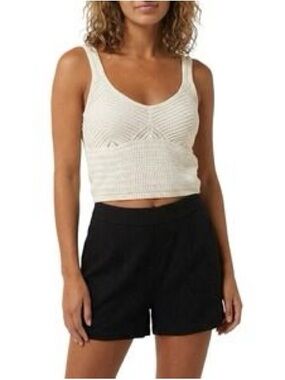 Abercrombie Crochet Knit Top with Built-In-Bra - White - 100% Cotton - Size L